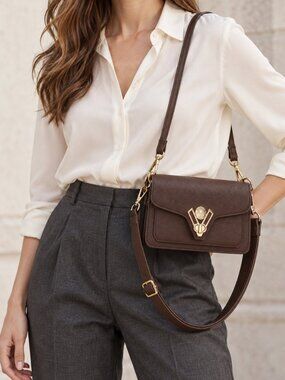 Valentino Orlandi Roma Brown Pebbled Flap Crossbody Bag VOSB-004P NWOT